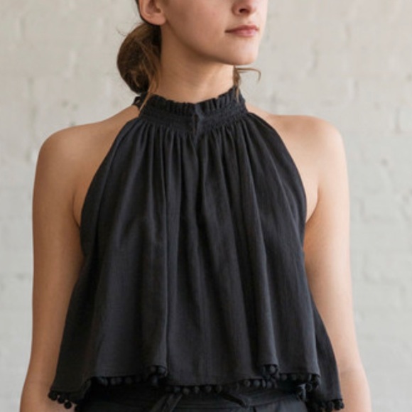 APIECE APART OLIVERA RUFFLE SLEEVELESS TOP BLACK SZ 8 - Picture 3 of 8